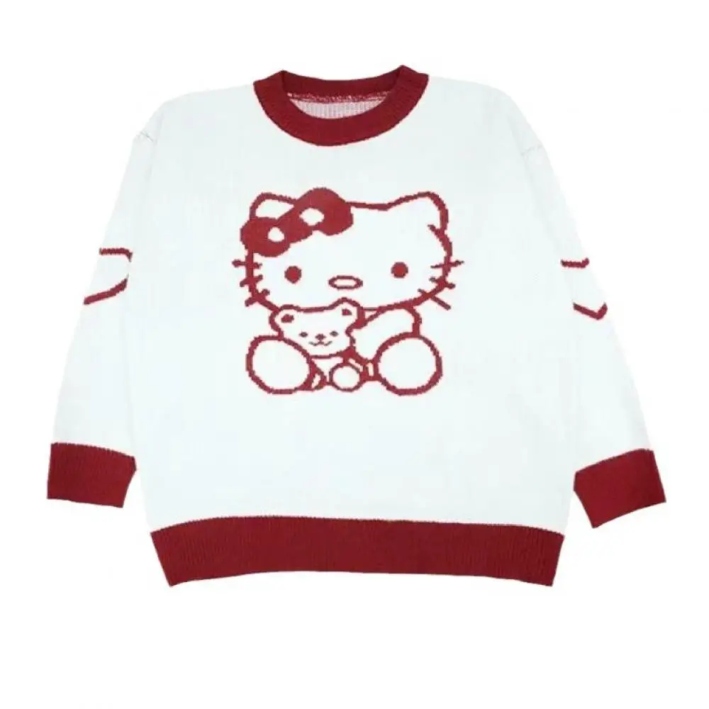 Suéter de Hello Kitty para niña, Tops de punto de dibujos animados Sanrio, bonitos, frescos y dulces, ropa de manga larga para niña