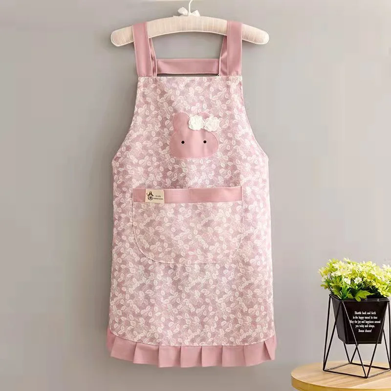 Cute Korean Style Anti-Oil Breathable Cotton Apron For Women Home Kitchen Cooking Breathable Wear Apron Floral Apron