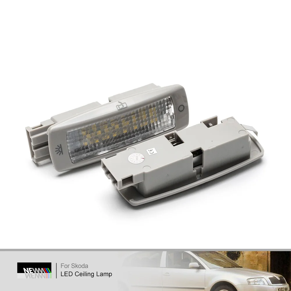 2Pcs LED Courtesy Reading Lights for Skoda Fabia Superb Yeti Canbus Dome Map Lamps Ceiling Lights Ambient Roof Cabin Lighting