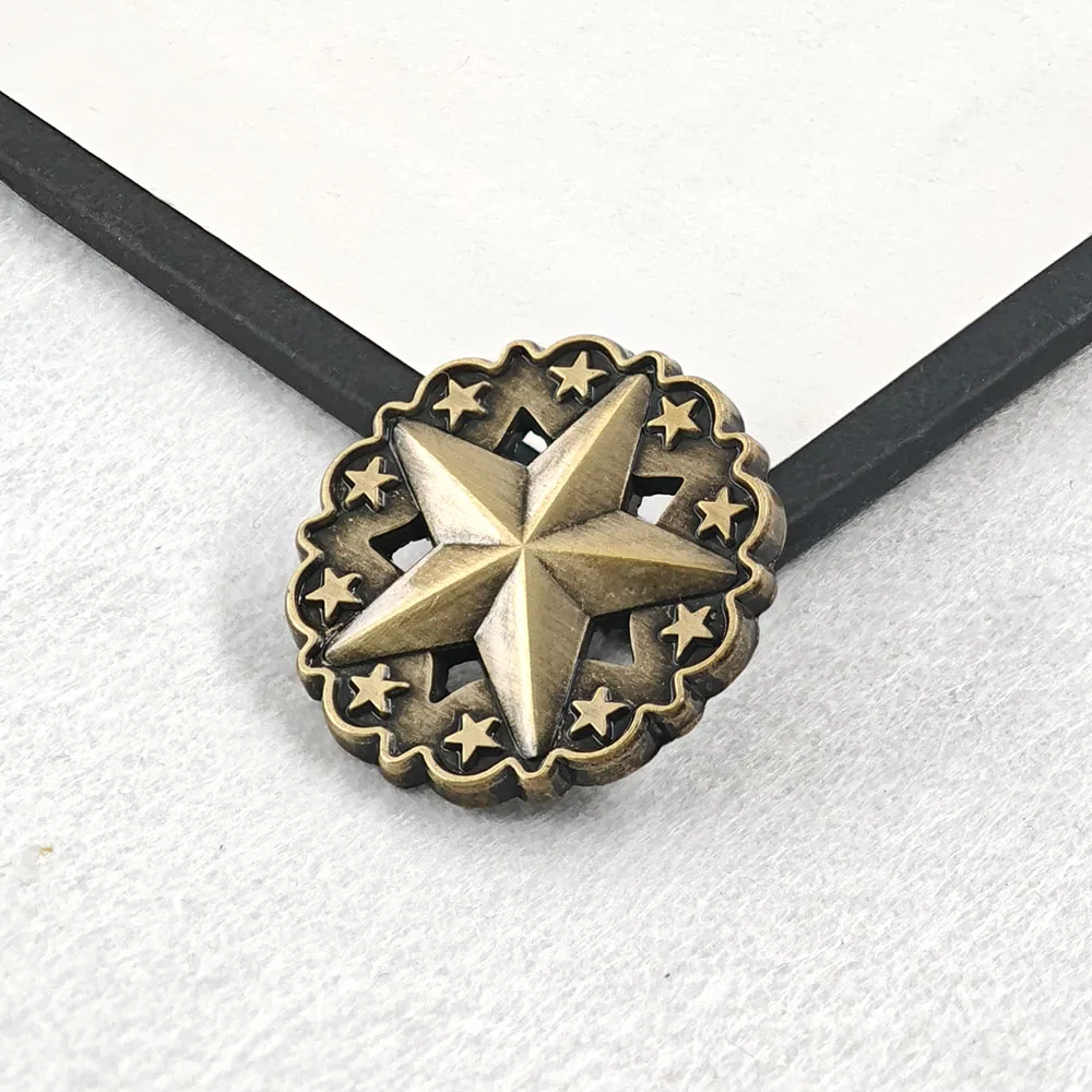 Vintage Texas Lone Star Brosche, antike Bronze, Western-Cowboy-Emaille-Anstecknadel, Retro-Metallabzeichen, ausgehöhltes Pentagramm, Reversnadel, Geschenk – Detail 5