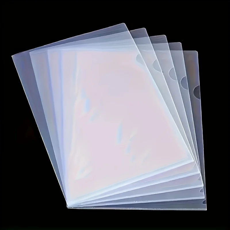 

5pcs A4 Document Transparent L-Shaped Folders, Resume Protectors, Student Exam Paper Bags, Business Contract Document Holders