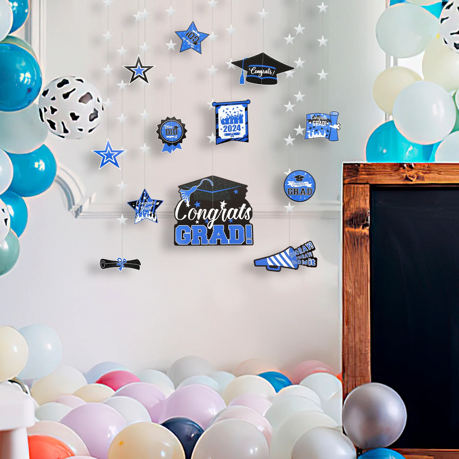 Pendentifs sur le thème de remise de diplôme, 12 pièces, décor mural suspendu pour fond de fête, accessoires de disposition pour fête de remise de diplôme, pendentif en papier, configuration de scène
