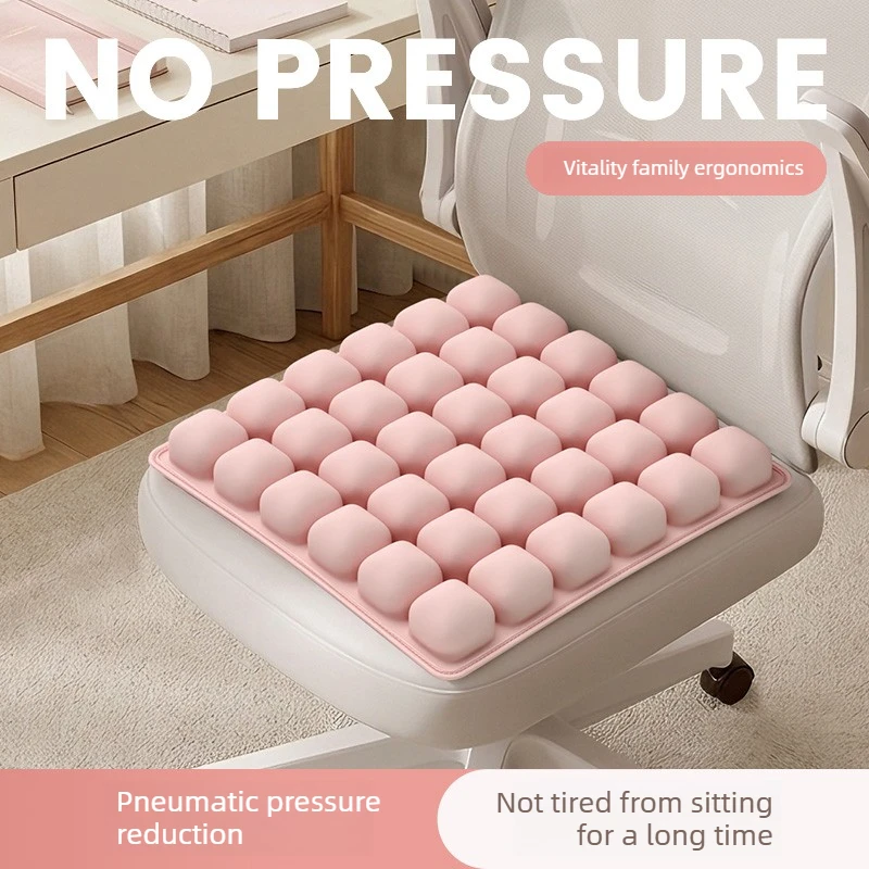Inflatable 36 Air Cell Seat Cushion Ergonomic Breathable Chair Pad Adjustable Firmness for Office & Car Travel