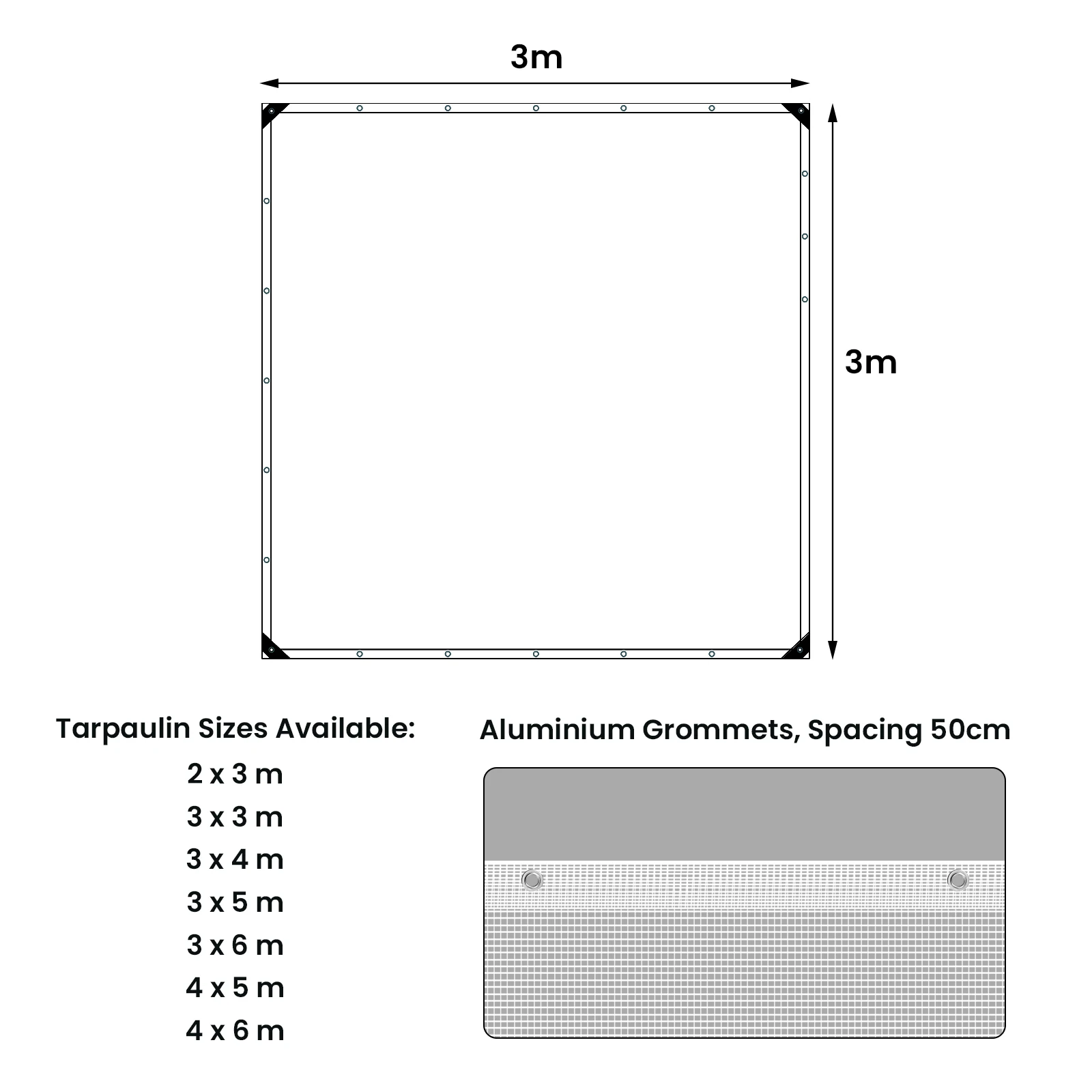 WOLTU UV-beständige, wasserdichte Stoffplane, reißfeste Schutz-Sonnensegel für Gartenmöbel, Trampolin, Feuerholz – Detail 4