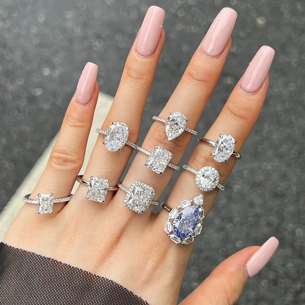 

Handmade Lovers Lab Diamond Cz Promise Ring 925 Sterling Silver Engagement Wedding Band Rings for women men Party Jewelry Gift