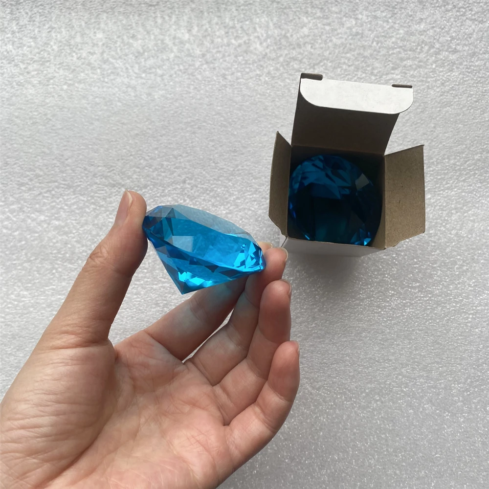 100mm-200mm Crystal Diamond Aquamarine Color Paperweight k9 Meterial Glass Desktop Spare Parts