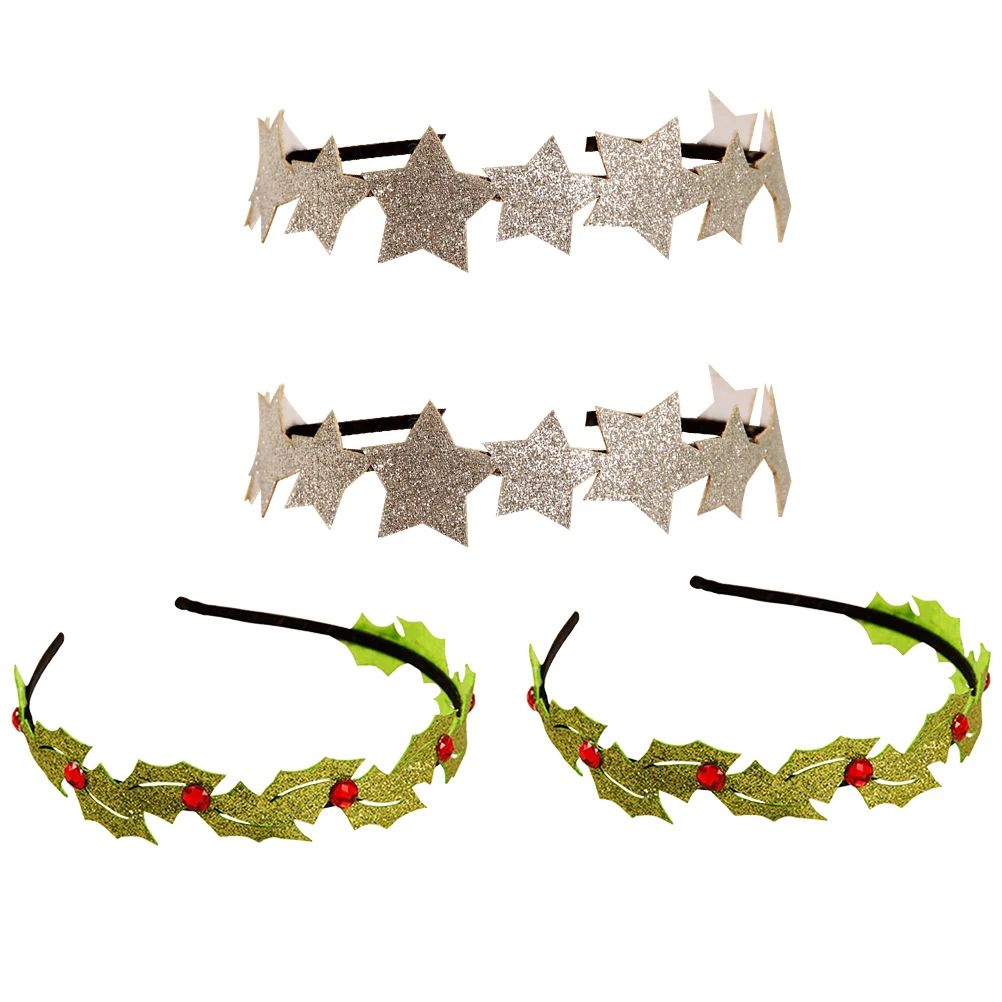 

4Pcs Stars Hair Hoop Elegant Alloy Leaf Design Durable Safe Comfortable Party Gathering Christmas Gift Girls Families Daily