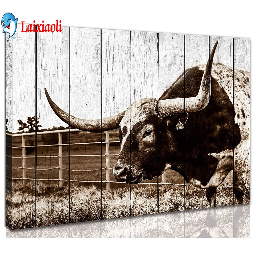 Texas Longhorn Western pattern Home Decor New Diamond Painting cross stitch DIY 3D full square round Diamond Embroidery mosaic