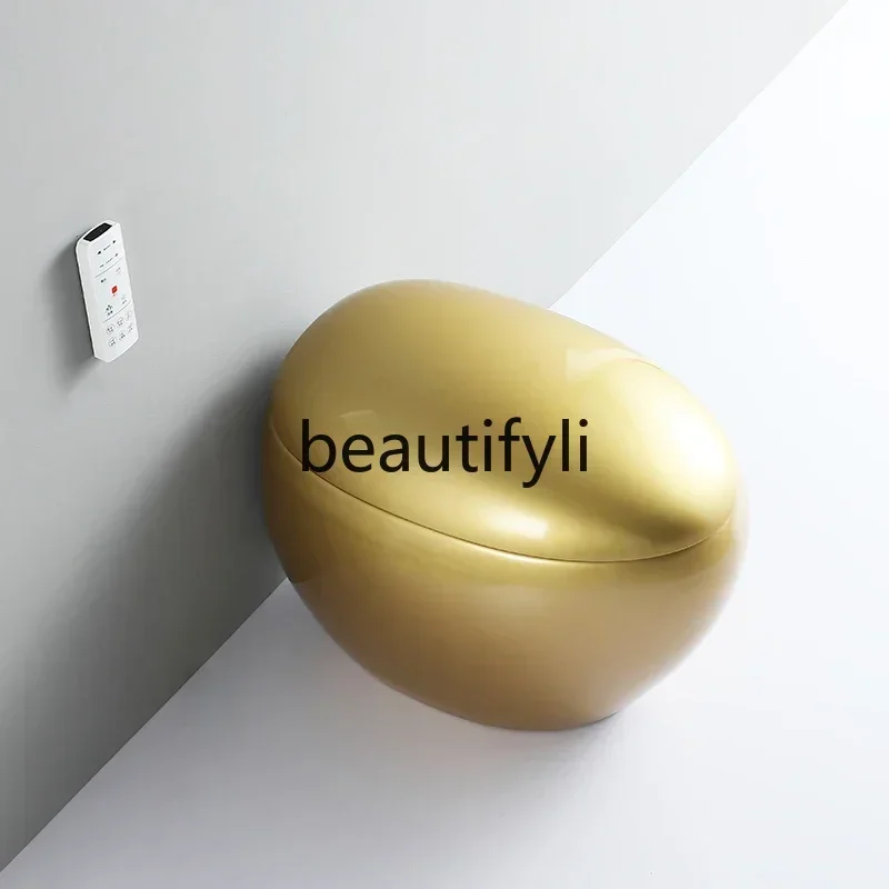 

AY7Personalized and creative golden egg-shaped toilet, no water pressure limit, deodorant, automatic smart toilet
