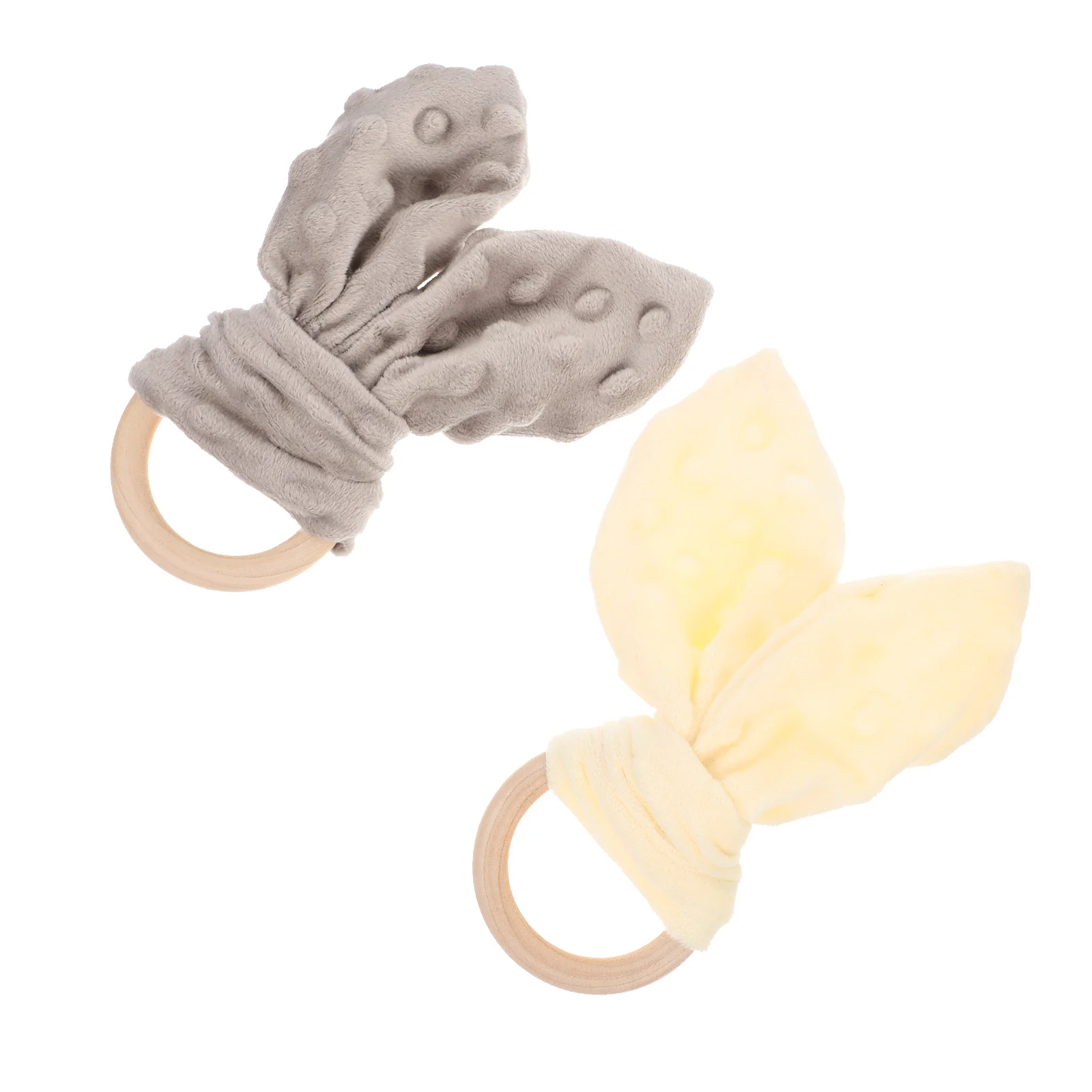 

2Pcs Soothing Towel Baby Security Blanket Newborn Teether Comfort Toy Wooden Ring Safe Gentle Material Long Lasting No