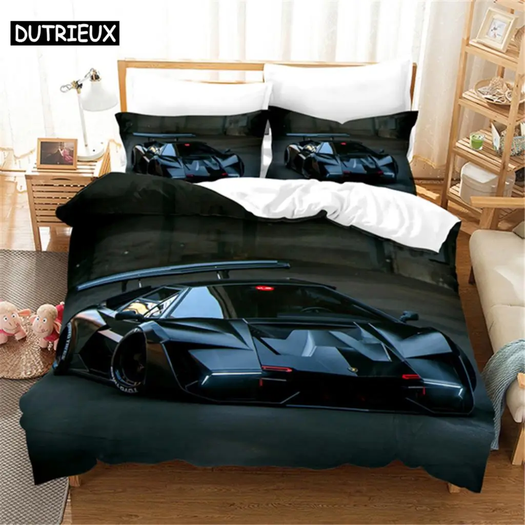 

High - Quality 3D Printed Luxury Sports Car Duvet Cover Set - Perfect for Adults & Boys' Double, Queen & King Beds