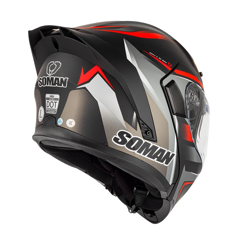 Full Face Helmet for Men Four Seasons Motorcycle Helmet Double Visor Flip up Helmet DOT Approved Cascos Moto Casque