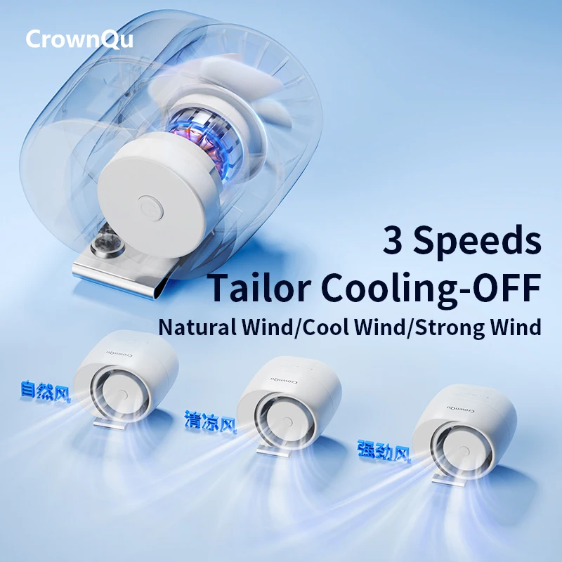 Портативный вентилятор с зажимом на талии, перезаряжаемый на 360° °   Регулируемая шея с турбонаддувом, 3-скоростной сильный ветер для занятий спортом на открытом воздухе, курьерской работы