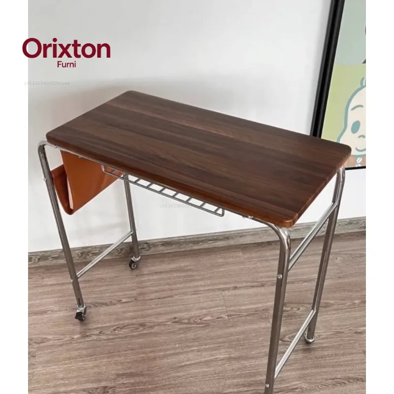 Simple modern high carbon steel bookshelf computer desk living room bedroom push-pull mobile assembly coffee table