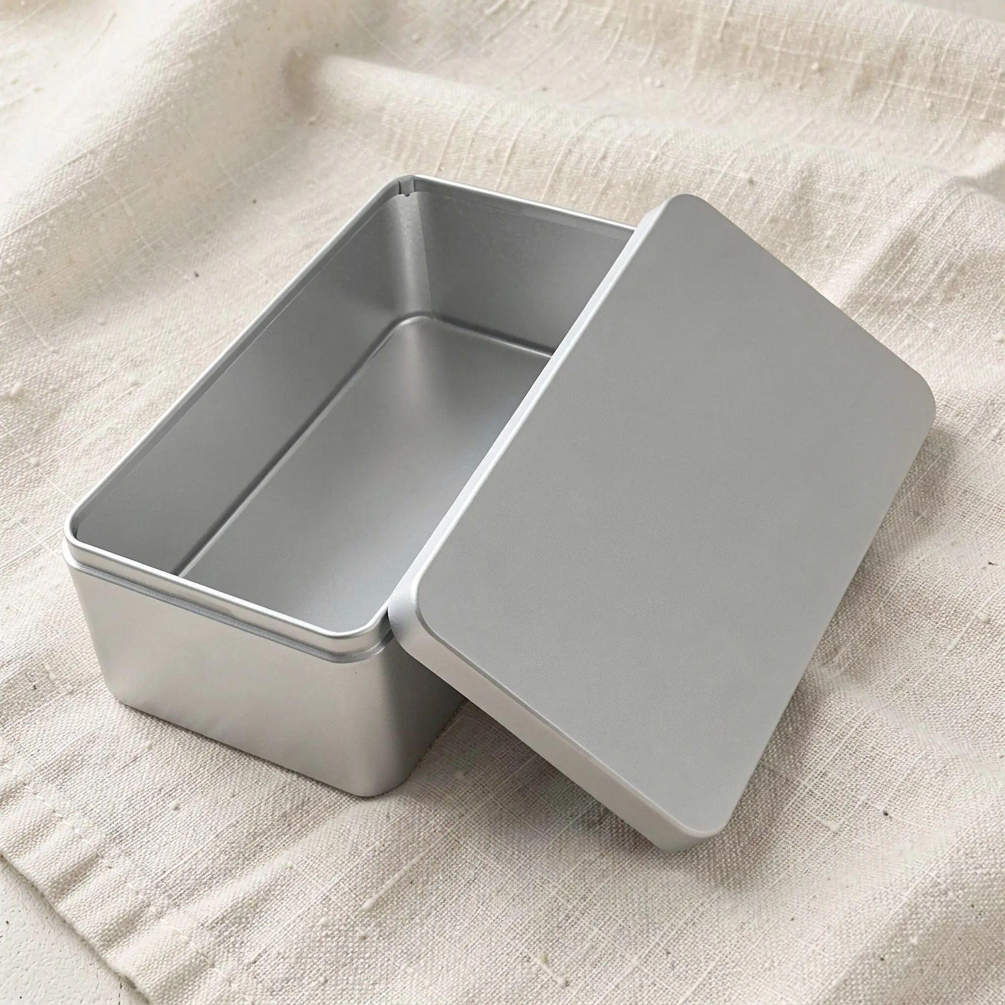 2Pcs Metal Tin Box Rectangular Silver Tinplate Dustproof Container Lid Multipurpose Candy Keepsake Storage Making Tin Box
