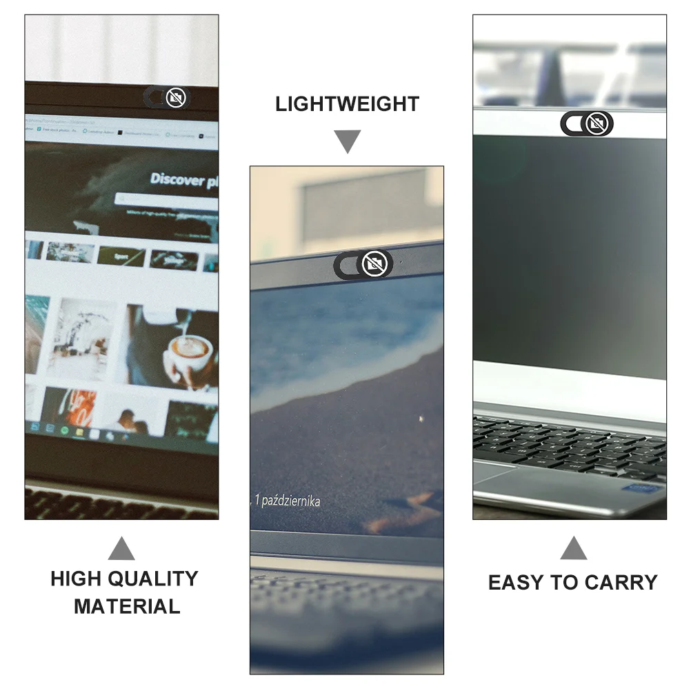 3 PCS Laptop Stand Camera Cover for Tablet Slider Computer Webcam Desktop Black