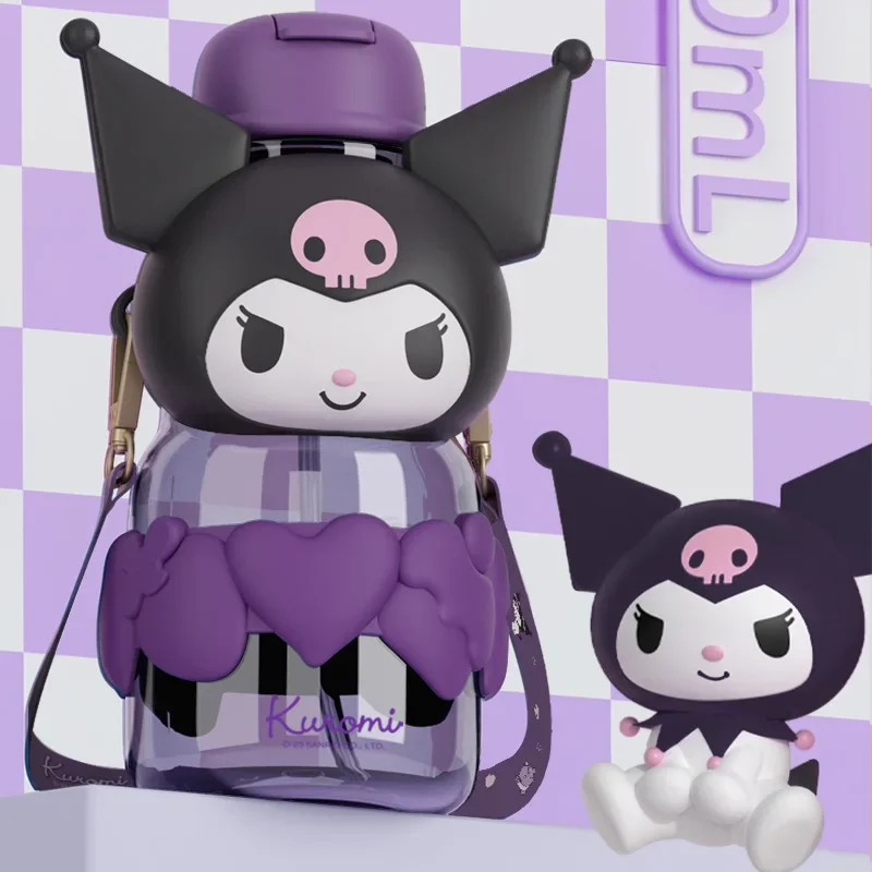 

850 мл Sanrio Melody Kuromi Cinnamoroll Hello Kitty Пластиковая чашка для воды большая емкость милая и портативная детская соломенная чашка подарок