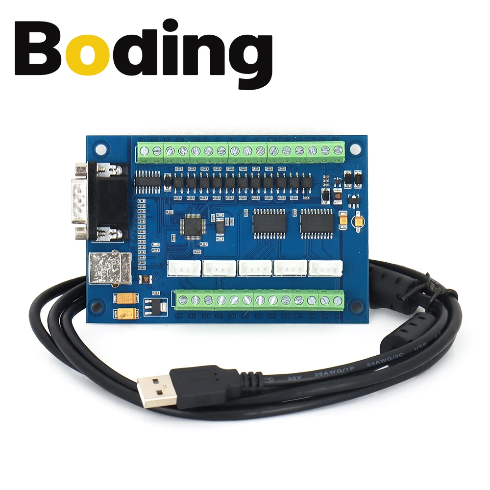 BODING Upgrade CNC MACH3 USB 5 Axis 100KHz USB CNC Smooth Stepper Motion Controller Card Breakout Board for CNC Engraving 12-24V