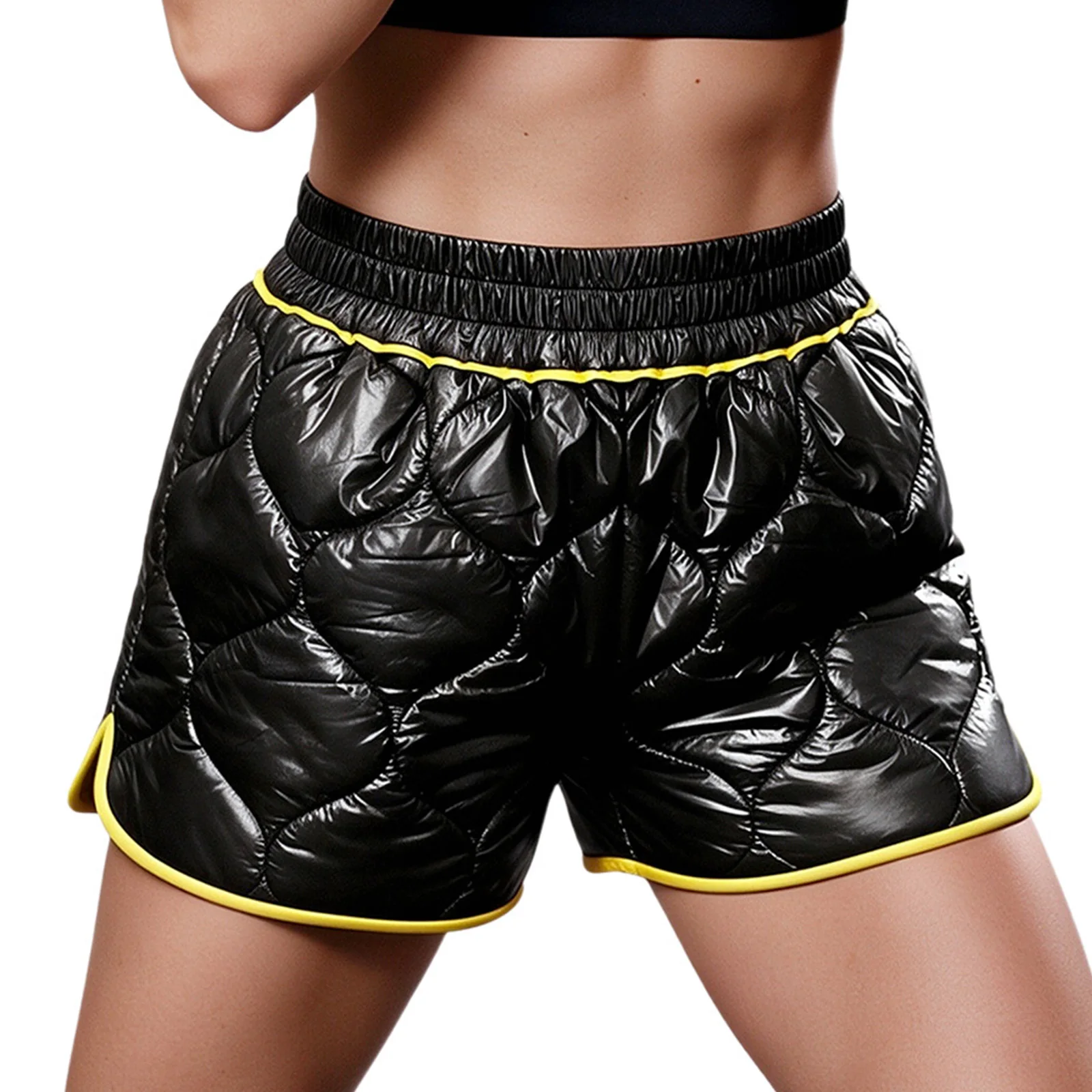 Womens Water Resistant Padded Boxing Shorts Elastic Waistband Side Slit Trunks Bottoms for Boxing Fitness and Strength Training