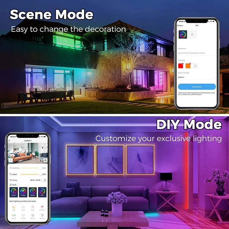 LED Strip 4 Rolls DIY Mode And Music Sync 5050 Bluetooth RGB LED Fairy Lights