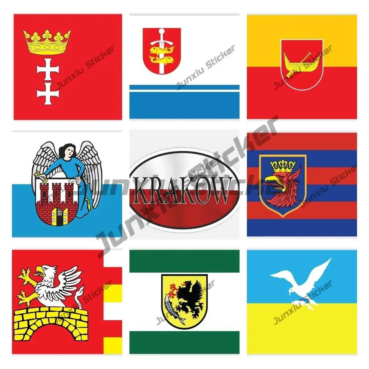 

Poland Country Flags Sticker Poland Polska City Flag Car Sticker Torun City Flag Polska National Flag Sticker Car Accessories