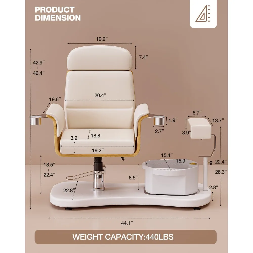 Chaise de pédicure. Chaise de pédicure ergonomique sans plomberie, chaise de Spa inclinable à Rotation de 360 avec repose-pieds réglable