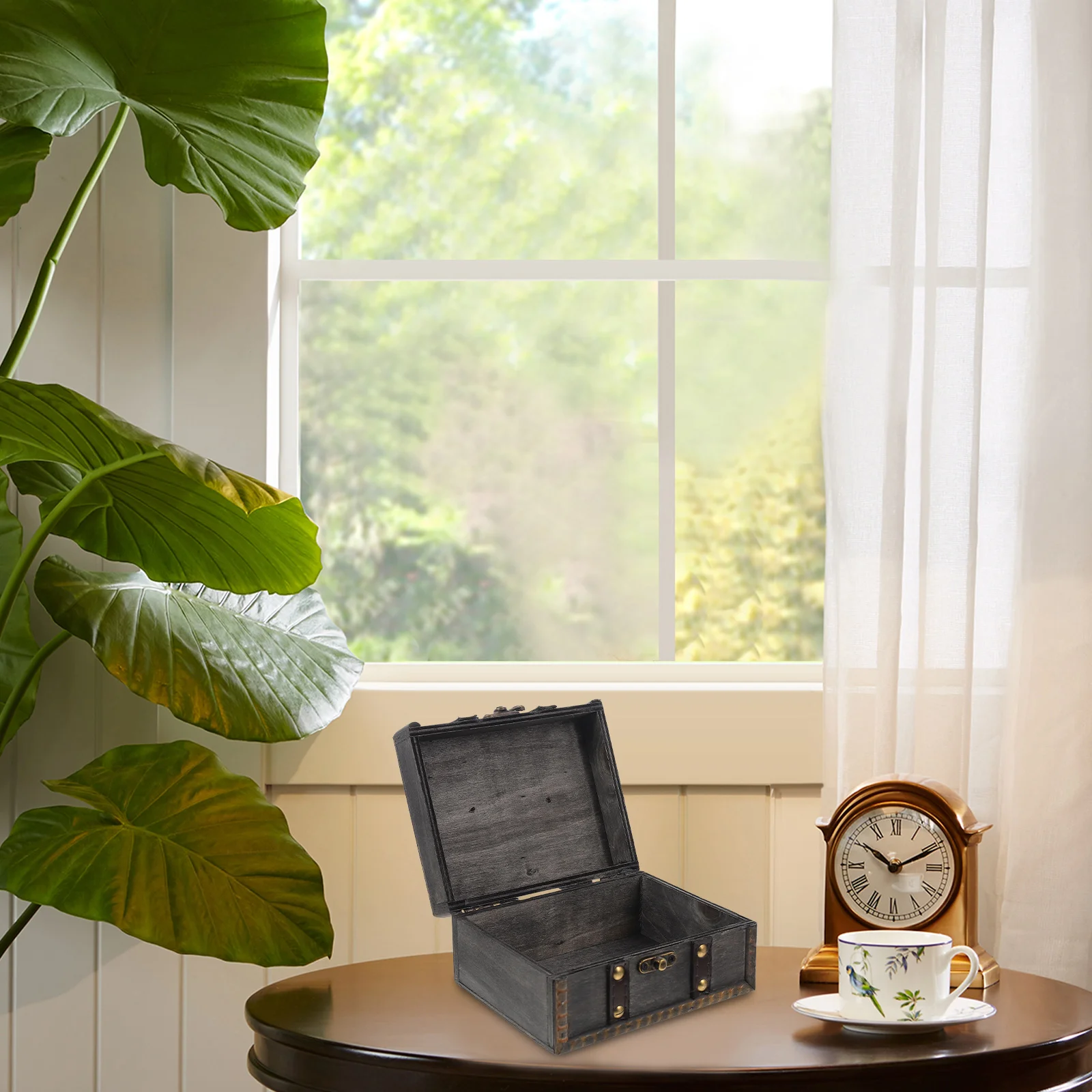 

Retro Jewelry Box Small Trinket Storage Case For Necklace Earrings Rings Vintage Wood Organizer Container Gift For Women