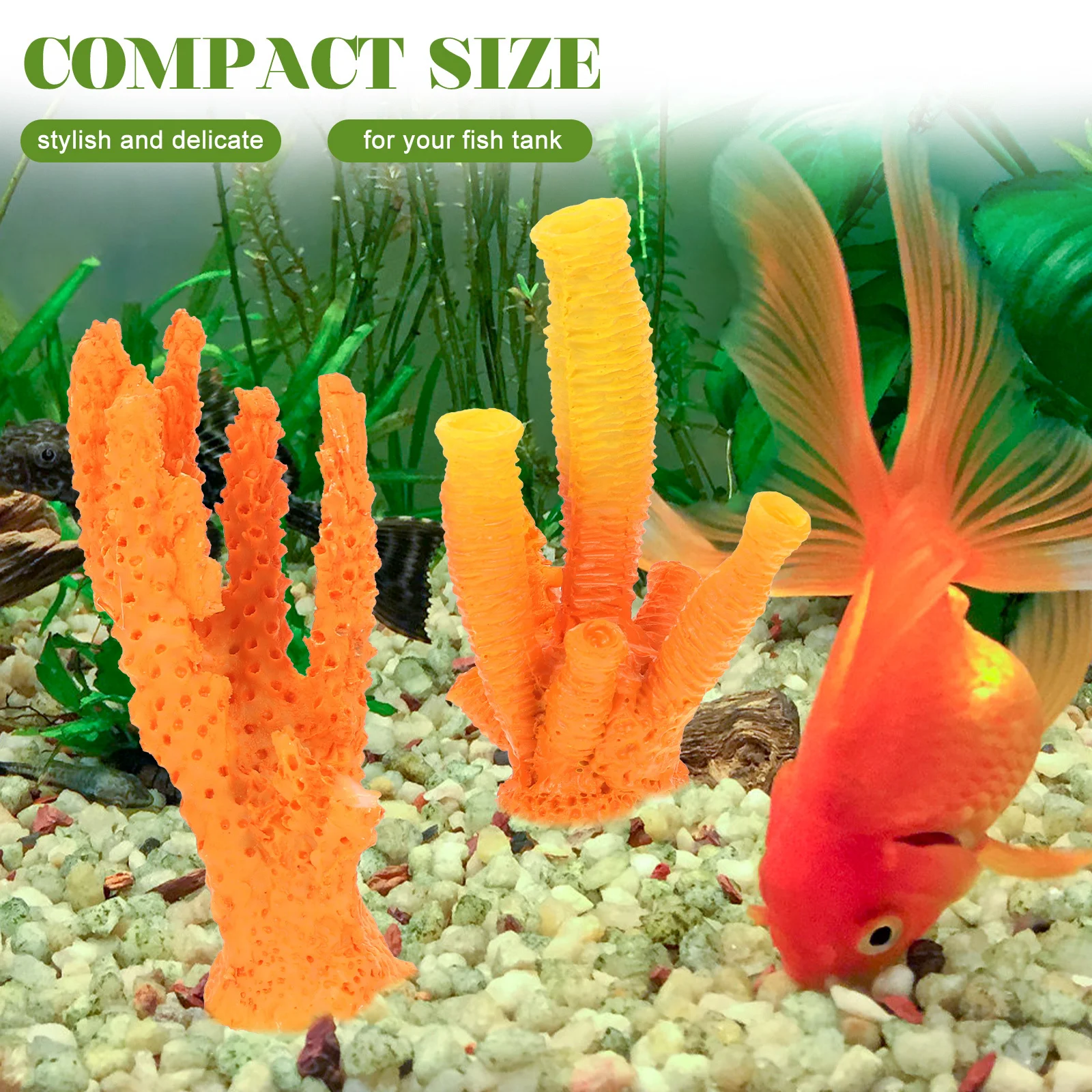 

2Pcs Aquarium Coral Decor Vivid Simulated Resin Coral Figurines Desktop Fish Tank Ornament Wedding Family Room Decoration