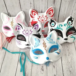Hand-painted Festival Decorative Mask Masquerade Halloween Party Costume Prop Japanese Style Cosplay Half Face Mask