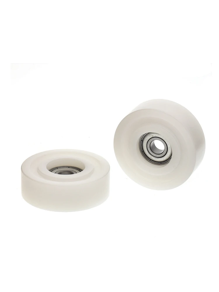 1Pc 8x48x16mm 608z bearing wrapped plastic pulley flat wheel passive rolling pulley POM formaldehyde resin nylon roller