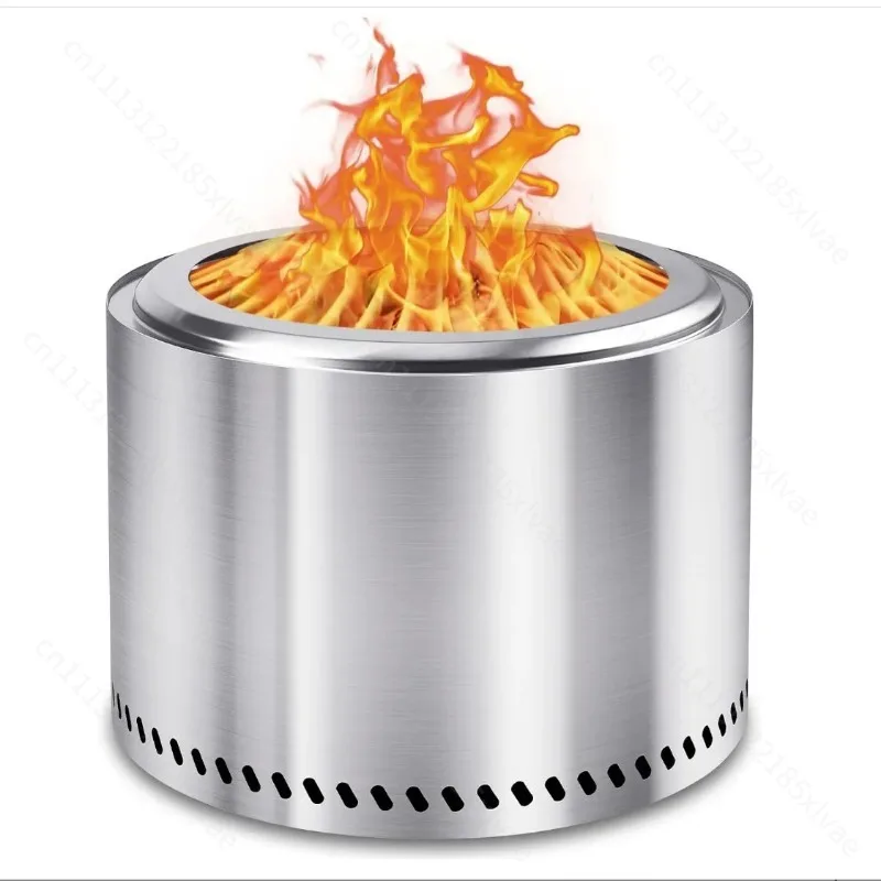 Outdoor Camping Wood Burning Stove, Large Integrated Stainless Steel Smokeless Bonfire Stove For Courtyard Heating