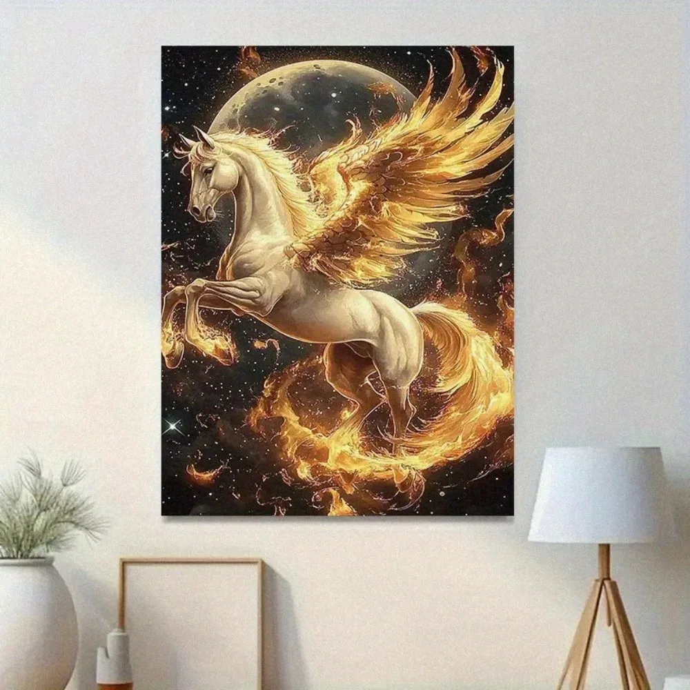 Modern Fiery Pegasus Aluminum Wall Art 12x16 Inch Waterproof Durable Living Room Bedroom Home Decor