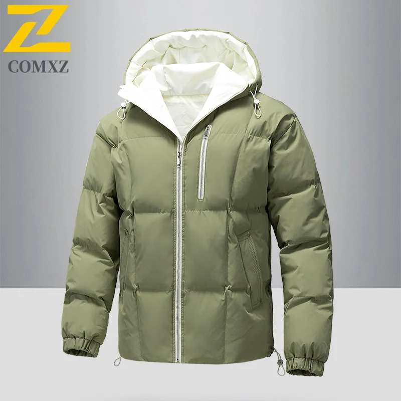 

Premium Hooded Cotton Jacket Men 2025 Winter Fashion Camping Warm Windproof Coat Casual Streetwear Cold Proof Padded Jacket