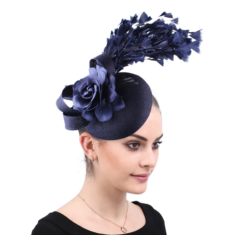 Elegante feminino senhoras moda headpiece com grampo de cabelo noiva casamento fascinator chapéu com flor fantasia headwear cocktail acessório