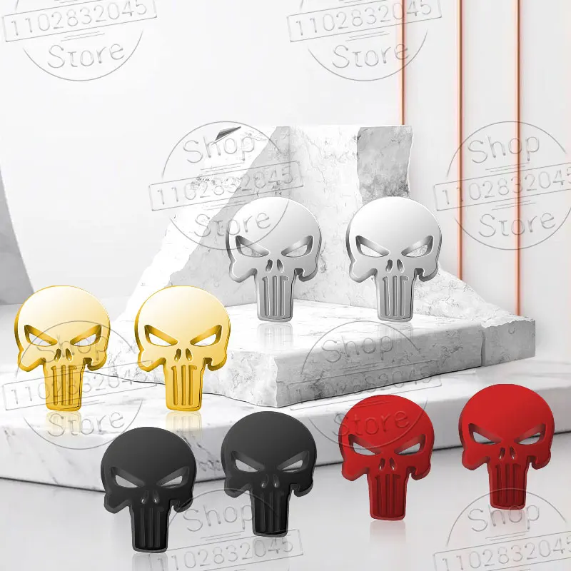 Emblema de Metal em Formato de Caveira para Carro, Moto e Bicicleta, Adesivo Decorativo para Porta-Malas e Carroceria, Acessório Criativo para Estiliz