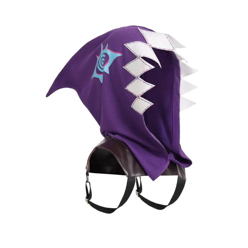 

DAZCOS Anime Purples Cowl Hood Cap Cosplay Cloak Hat Printed Pattern Lozenge Shaped Brim Costume Accessories for Halloween