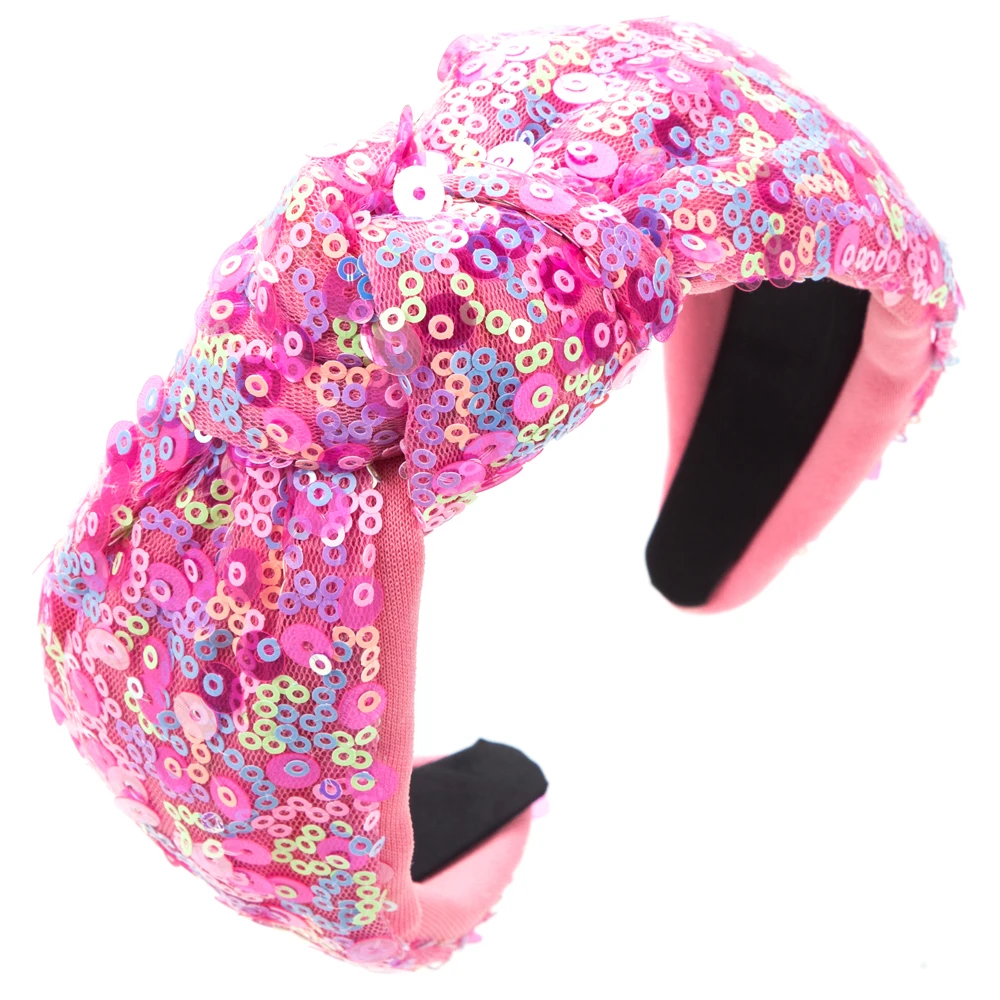 Korean Fashion Sequin Knotted Wide Hair Hoop, Internet Famous, Shiny Tourist Headband, Sweet And Elegant Fairy Hair Accessory