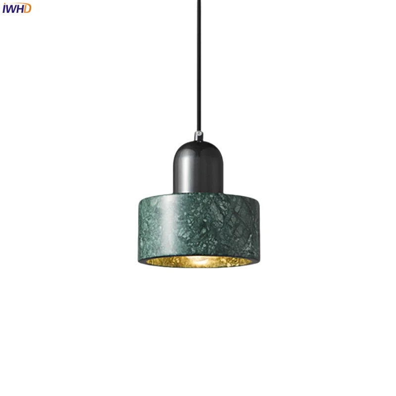 

IWHD Green Marble LED Pendant Light Fixture Interior Lighting For Living Room Bedroom Loft Home Decor Nordic Modern Hanging Lamp