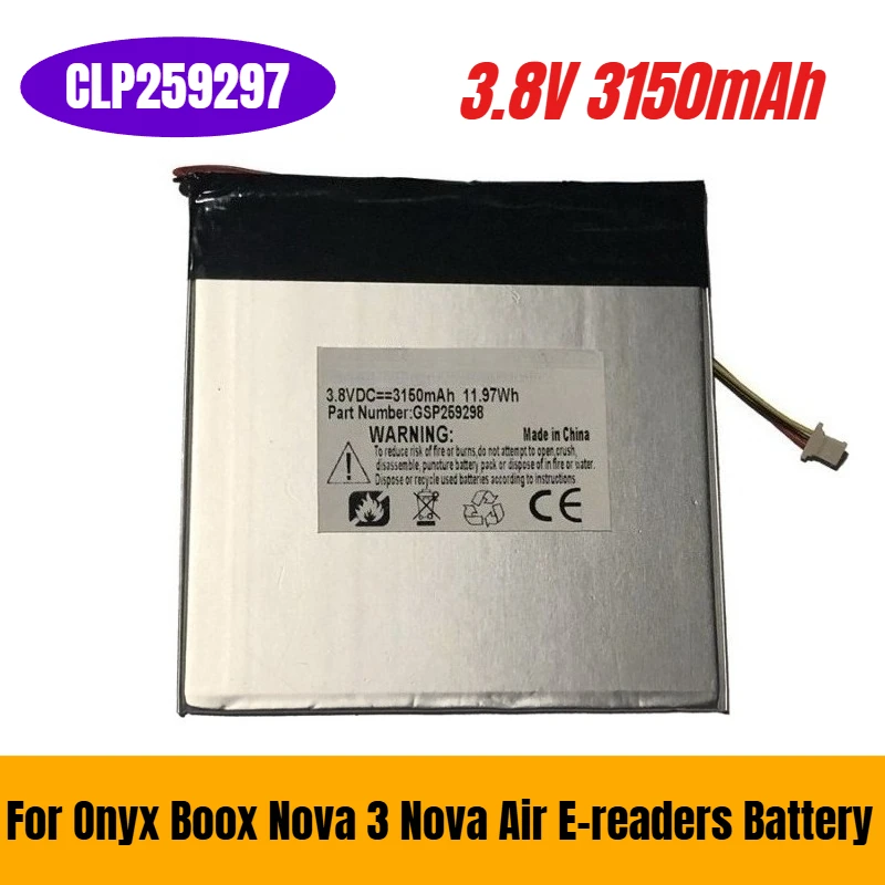 

3.8V 3150mAh CLP259297 for Onyx Boox Nova 3 Nova Air E-readers Battery