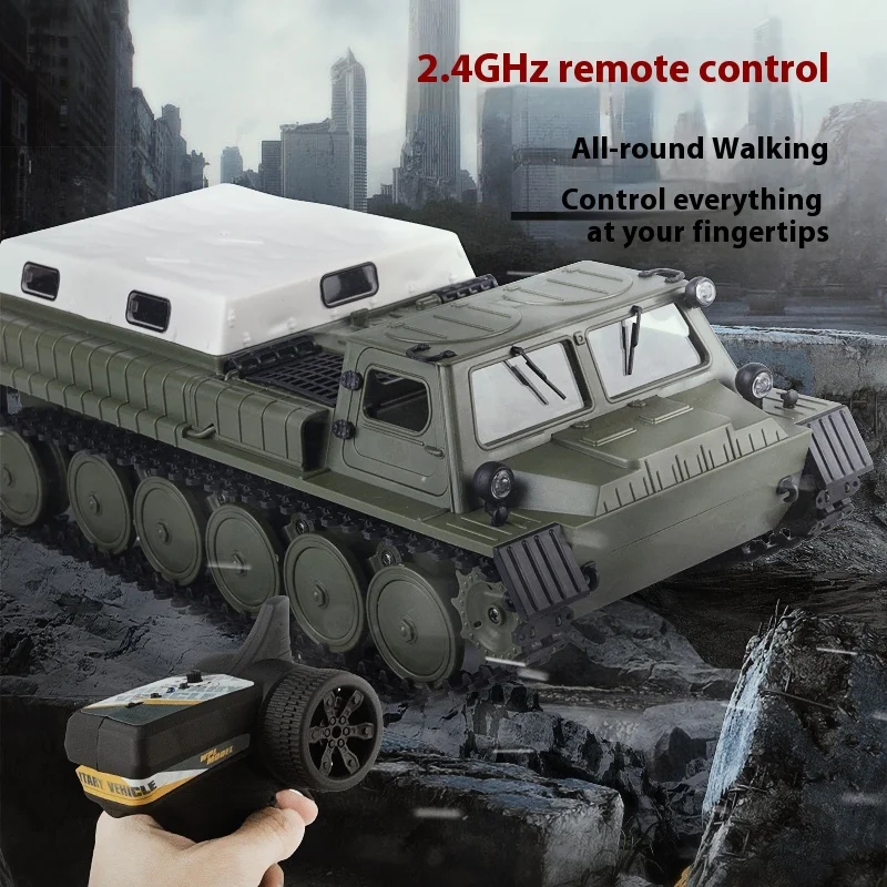 1:16 WPL E-1 Tracked Carrier Tracked Troop Carrier Simulation ทหารรีโมทคอนโทรลรถ GAZ-71 สำหรับของขวัญวันเกิดของเล่น