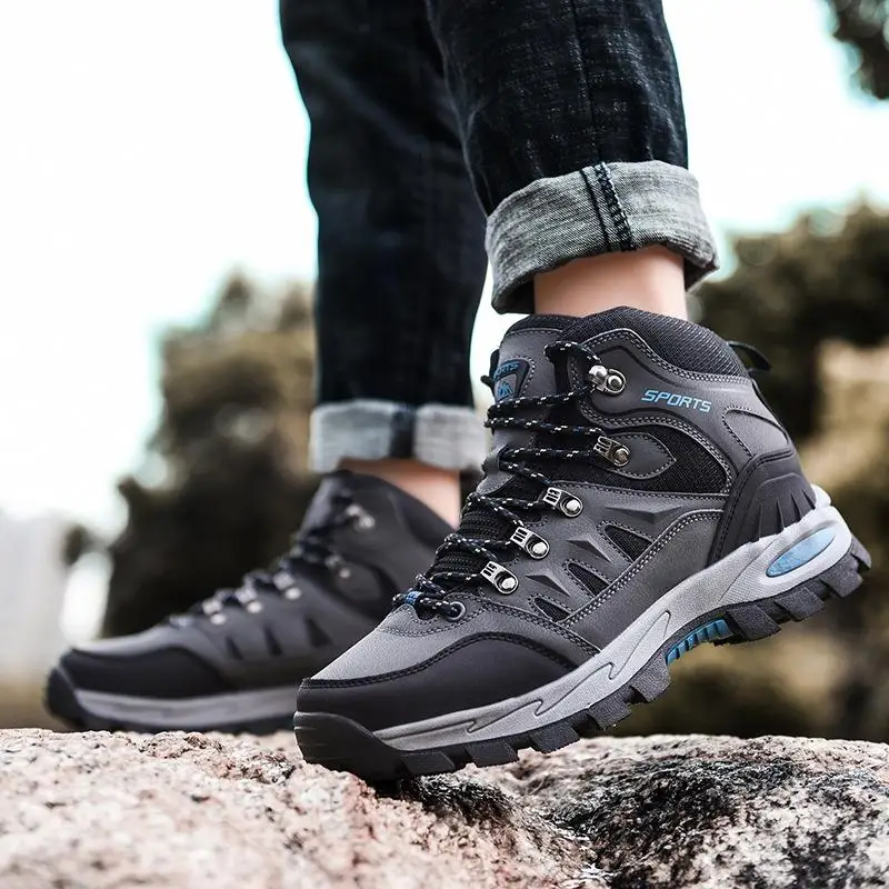 Men's Large Size High Top Outdoor Climbing Shoes Autumn Winter Couple Style Wilderness Travel Shoes Warm Function YT-A22