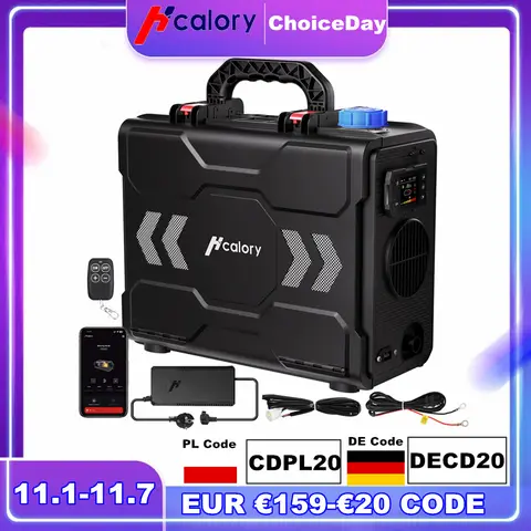 Hcalory TB2S Car Parking Heater 6L Fuel Tank 24V Heater 8KW Rapid Heating Fan 12V Diesel Heater with AC Adapter for Motorhome