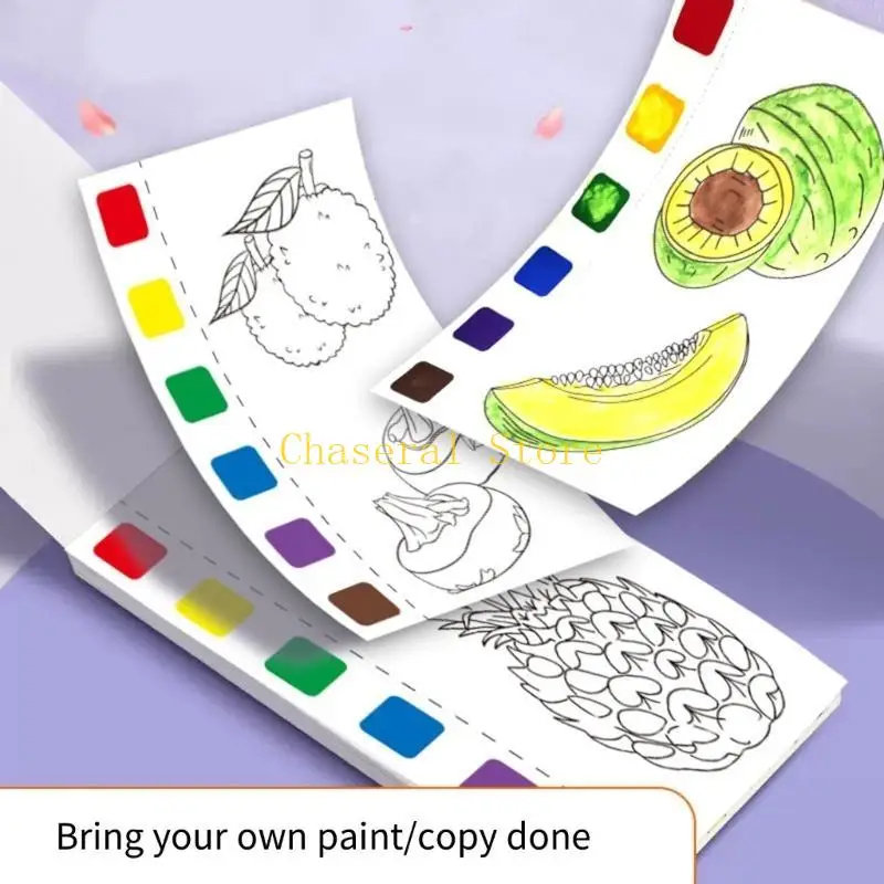 Livro pintura aquarela bolso E7CE, 21Páginas, Livro Colorir aquarela Pintura Viagem