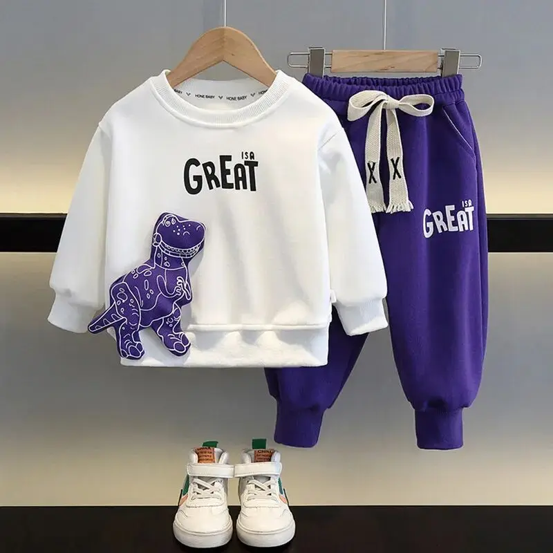 

Spring and Autumn Children's Clothing Set New Boys' Baby Long Sleeve Sweater Pants Two Piece Boys' Casual Sweatshirt Set