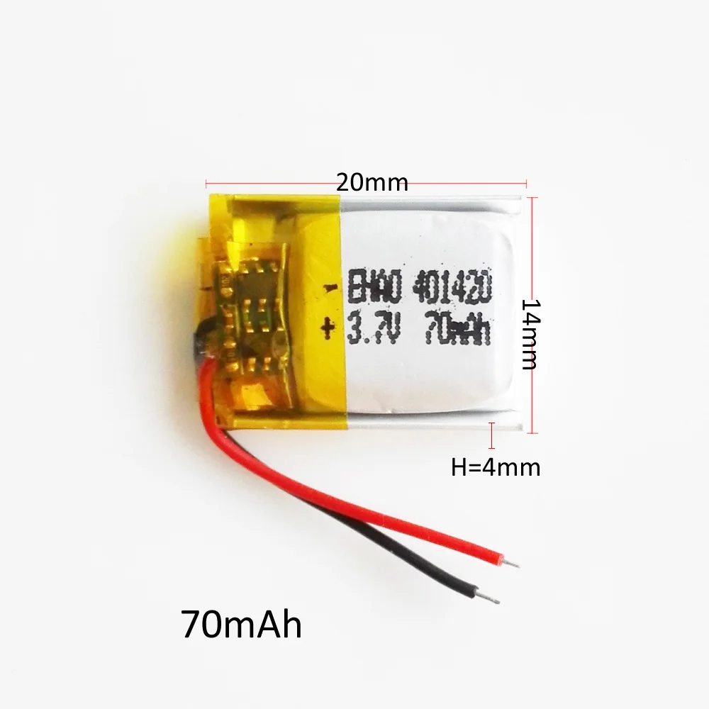 Sprzedaż hurtowa 10 szt. 3.7V 70mAh 401420 litowo-polimerowy Li po akumulator Li ion do MP3 Bluetooth Recorde zestaw słuchawkowy