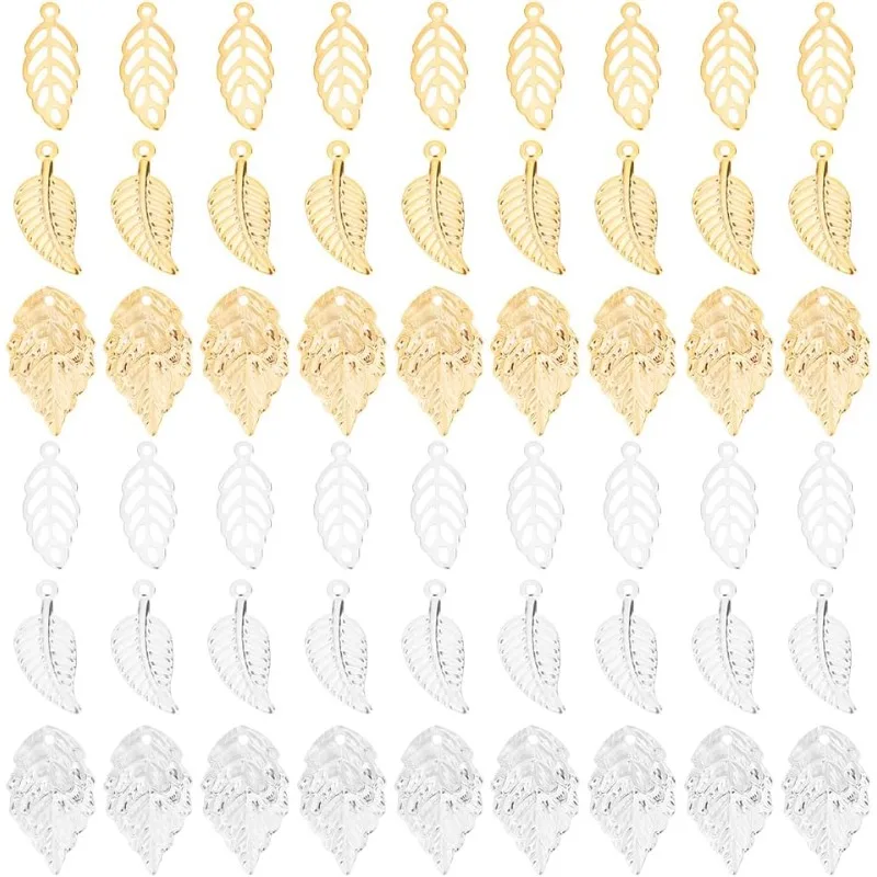 

180Pcs 3Styles Stainless Steel Tree Leaf Pendants Hollow Leaves Branch Leaves Charm Filigree Leaf Crafts Charms for DIY Bracelet