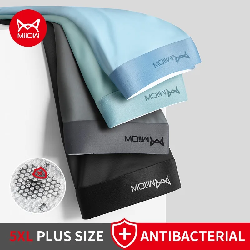 MiiOW-bóxer de seda de hielo para hombre, ropa interior de 4 piezas, antibacteriano, a la moda