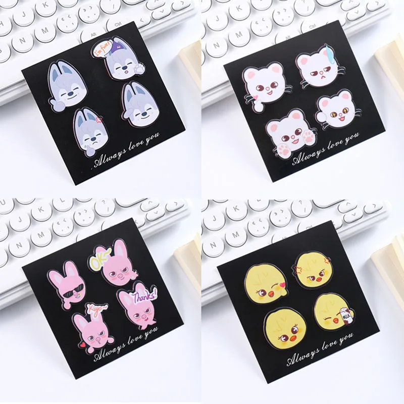 

Skzoo Stray kids Cute Wolfchan Cartoon PVC Brooch Set Kpop Idol Badges For Clothing Backpack Hat Decoration Kpop Fans Gift
