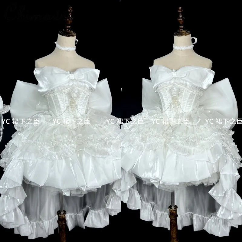 

Super Fairy Princess Strapless Birthday Dress Sweet White Light Wedding Dress 2026 New Elegant Girls Women's Bow-tail Dresses