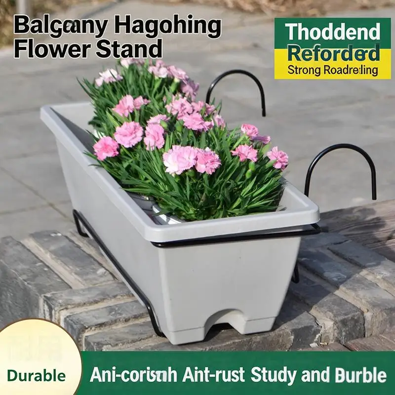 Rechteckiges Blumentopf-Hängeregal zum Gemüseanbau, geeignet für Balkone zu Hause, zum Aufhängen von Gemüsepflanzentöpfen aus Kunststoff – Detail 2